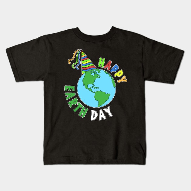 Earth day Happy Birthday Planet celebration Kids T-Shirt by Mesyo